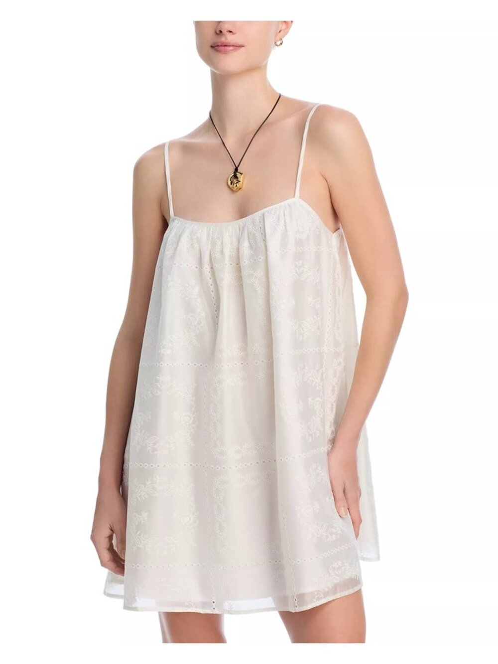 NWT Aqua Embroidered Swim Cover-Up Dress White Womens Size Medium